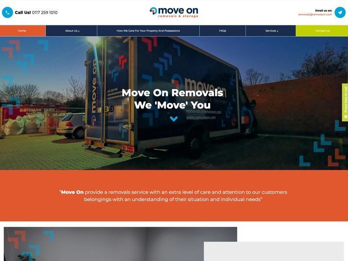 A new website design for a moving company