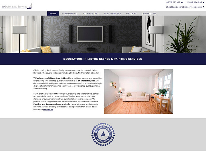 Example Website, CP Decorating Services