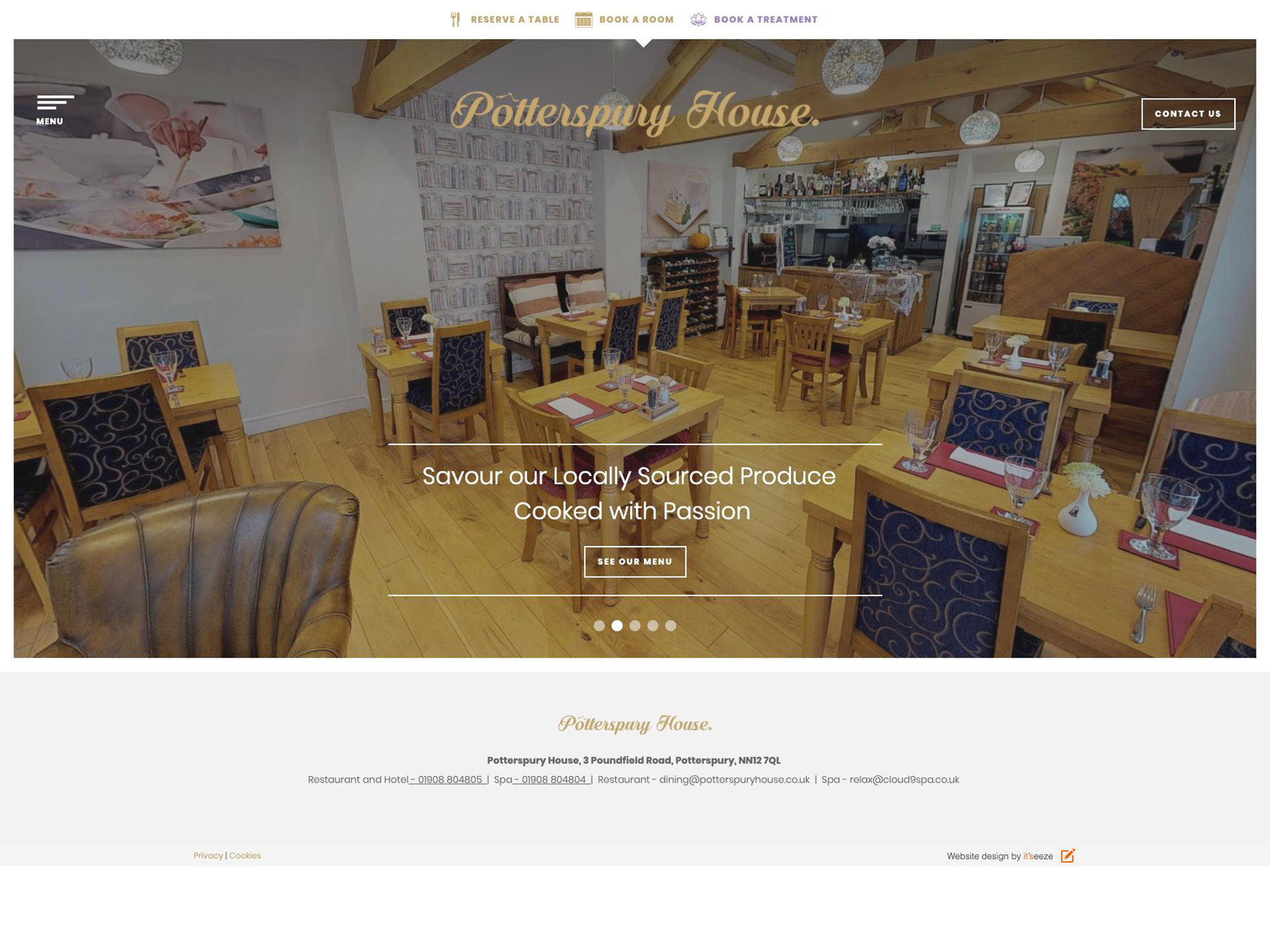 A website design for a restaurant