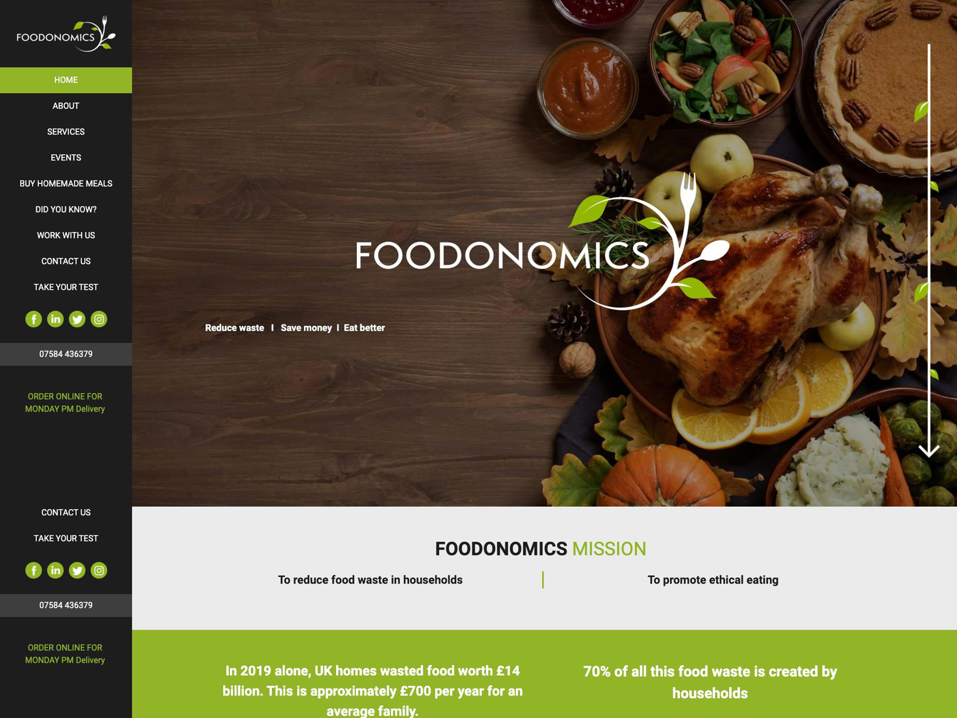A website design for a ethical eating company