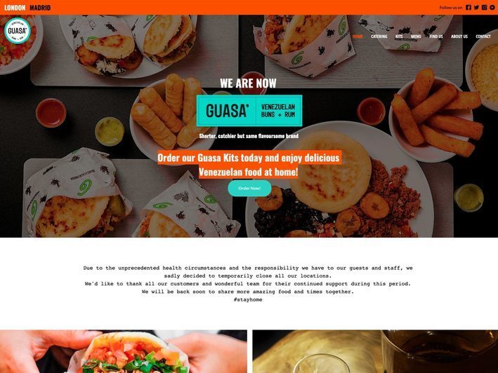 A new website design for a food company